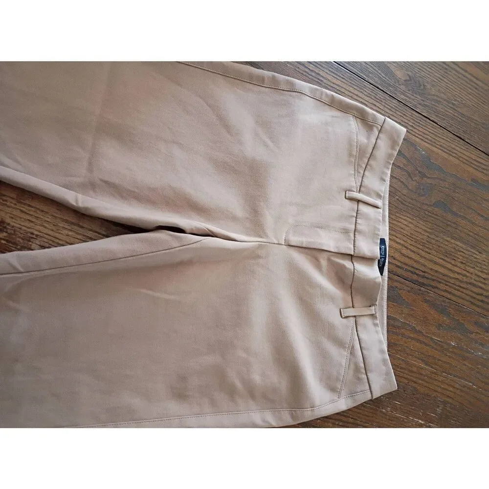 Size 6 White House Black Market Tan Straight Cropped Pants w Pockets Belt Loops - Picture 2 of 4